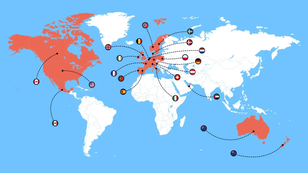 Cartões de oferta internacionais para mais de 20 países